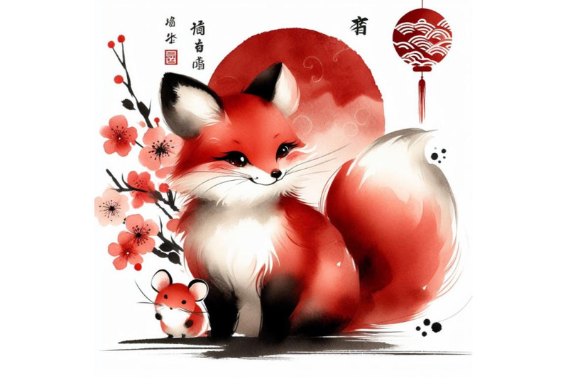 4-little-cute-watercolor-lovely-fox-with-mouse-isolate-on-white-backgr