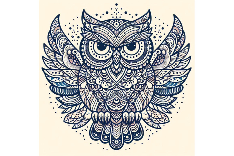 4-decorative-owls-tribal-decoration-of-wild-birds