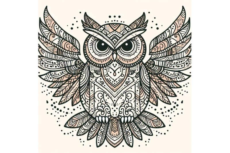 4-decorative-owls-tribal-decoration-of-wild-birds