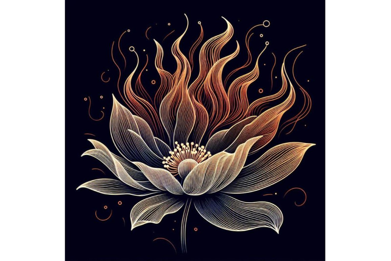 4-flower-fire-beautiful-fire-flower-on-black-background