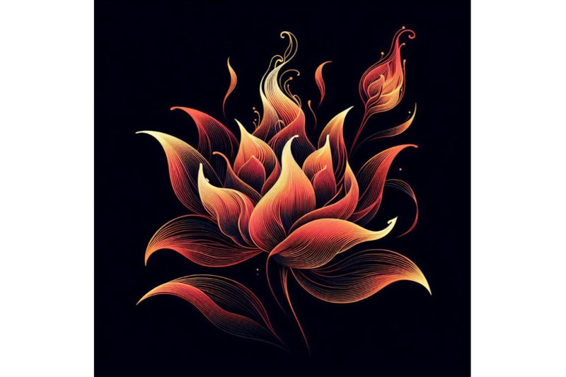 4-flower-fire-beautiful-fire-flower-on-black-background