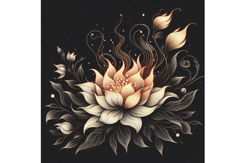 4-flower-fire-beautiful-fire-flower-on-black-background