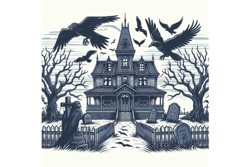 4-haunted-house-with-crows-and-horror-scene