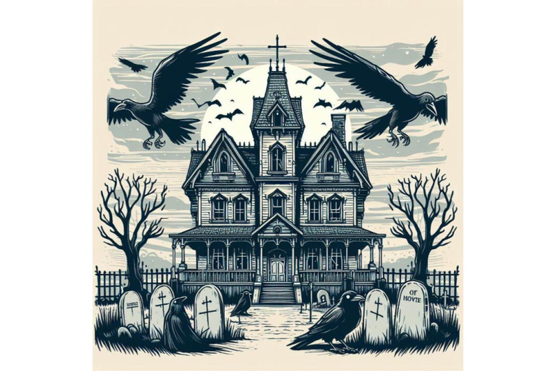 4-haunted-house-with-crows-and-horror-scene