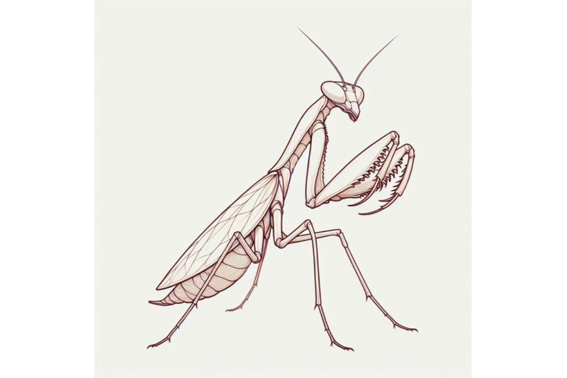 4-mantis-on-white-background