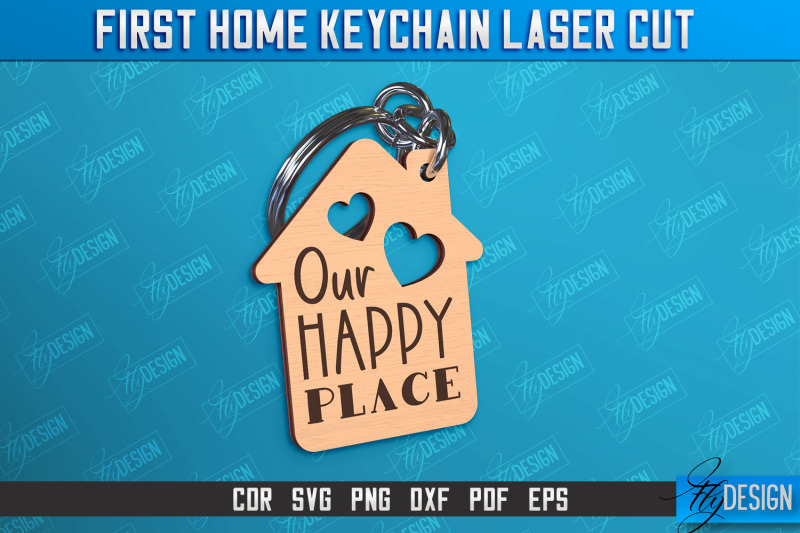 first-home-keychain-laser-cut-bundle-happy-place-housewarming-gift