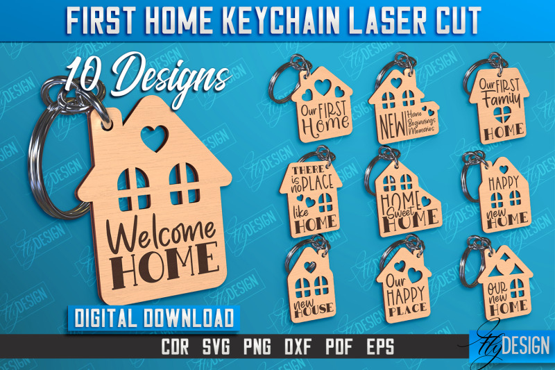 first-home-keychain-laser-cut-bundle-happy-place-housewarming-gift