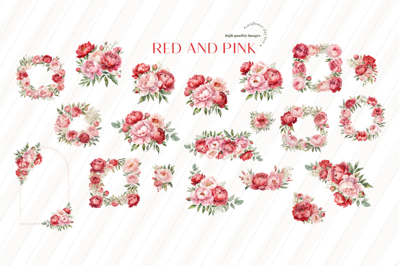 elegant-red-amp-pink-flowers-bouquets-clipart