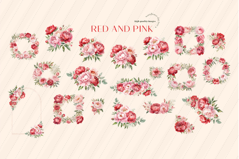 elegant-red-amp-pink-flowers-bouquets-clipart