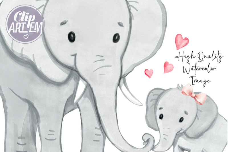 father-daddy-and-baby-elephant-watercolor-2-png-clip-art-images-set