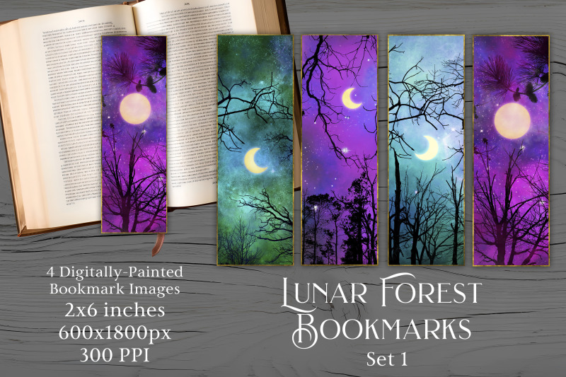 printable-bookmarks-lunar-forest-1-fantasy-night-sky