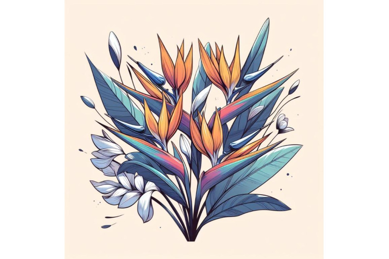 4-strelitzia-bouquet-hand-drawing