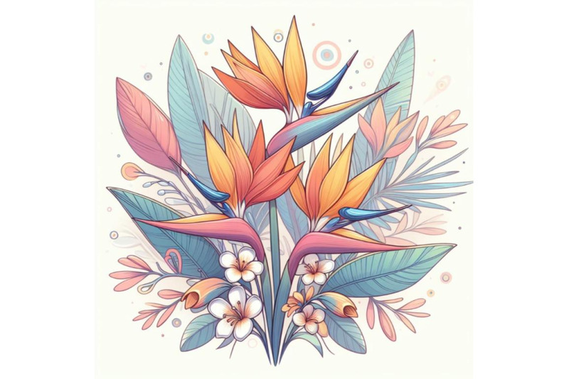 4-strelitzia-bouquet-hand-drawing