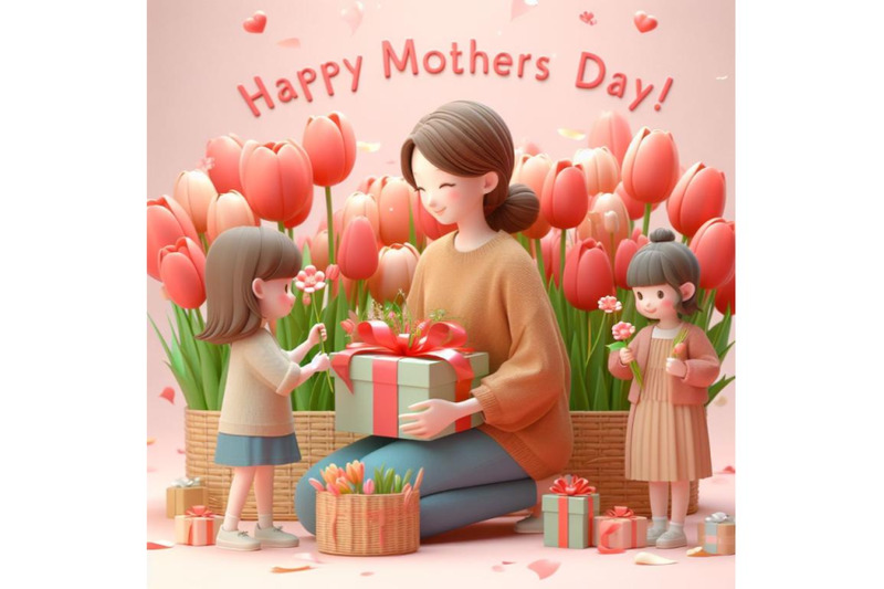 4-happy-mother-s-day-children-congratulates-moms-and-gives-her-a-gift