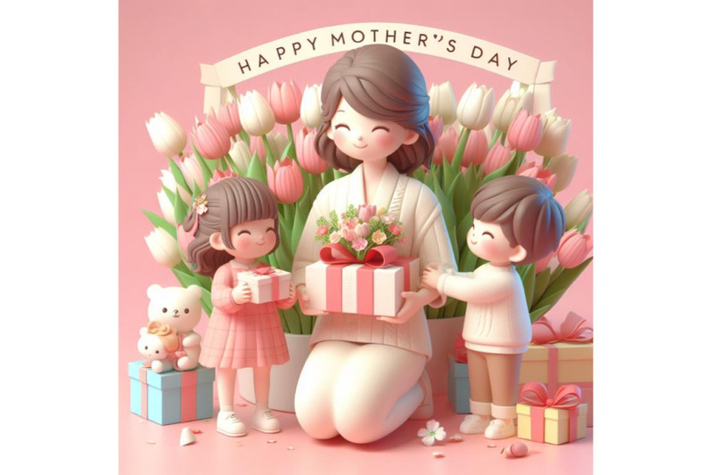 4-happy-mother-s-day-children-congratulates-moms-and-gives-her-a-gift