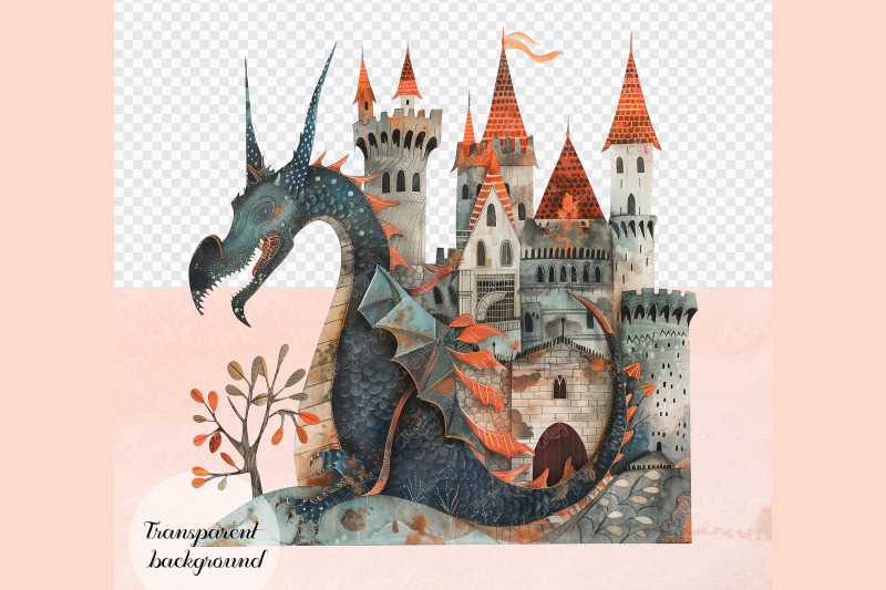 80-watercolor-medieval-fantasy-dragon-royal-knight-png-clip-arts