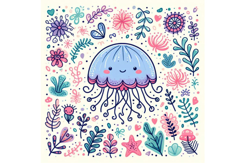 4-hand-drawn-vector-jellyfish-sea-marine-animal-collection