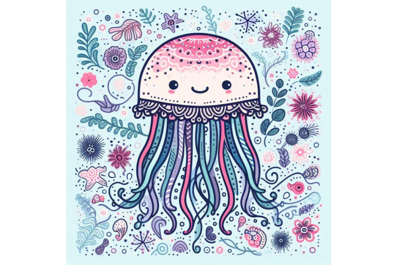 4-hand-drawn-vector-jellyfish-sea-marine-animal-collection