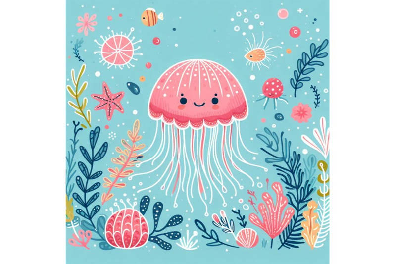 4-hand-drawn-vector-jellyfish-sea-marine-animal-collection