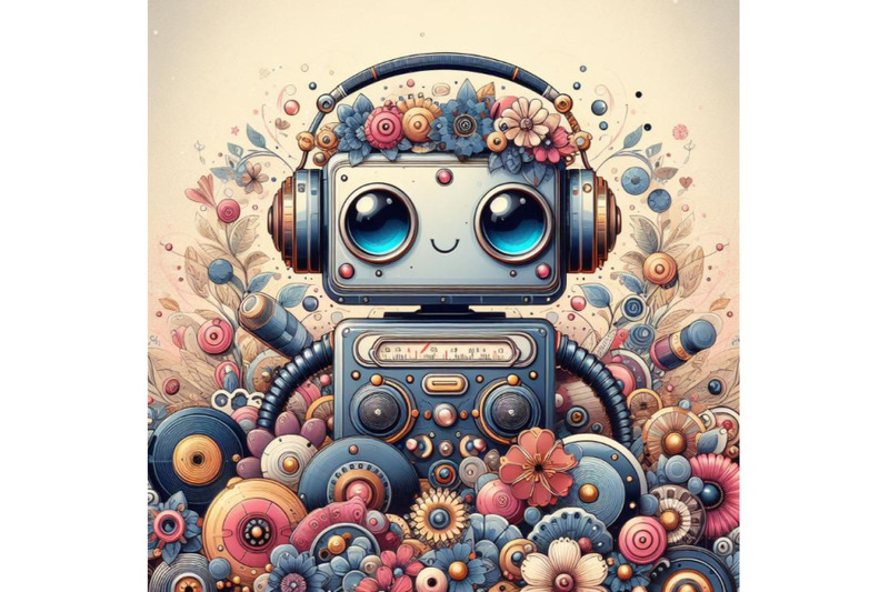 4-robot-made-of-analog-stereo-equipment-digital-art