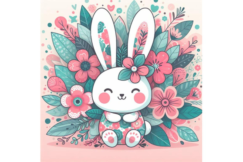 4-abstract-bunny-filled-with-flowers-and-leaves