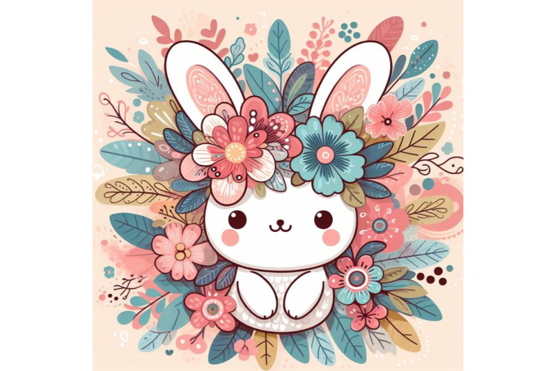 4-abstract-bunny-filled-with-flowers-and-leaves