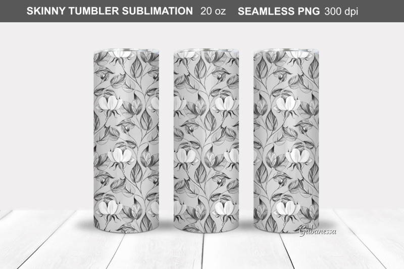 black-and-white-tumbler-wrap-floral-tumbler-sublimation