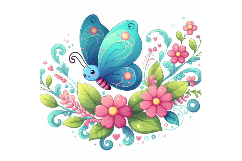 4-butterfly-design-over-white-background