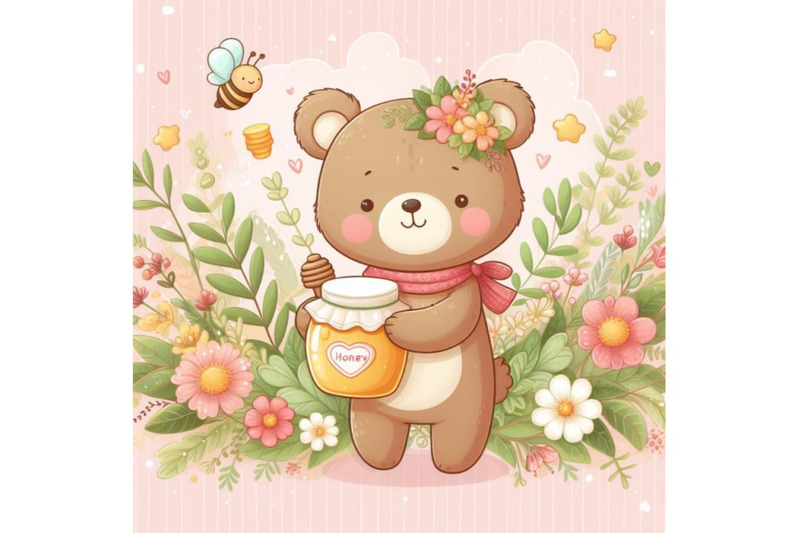 4-cute-bear-holding-honey-jar