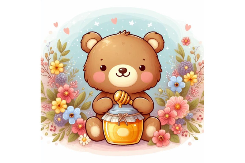 4-cute-bear-holding-honey-jar