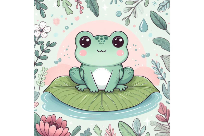 4-cute-frog-setting-on-a-water-leaf