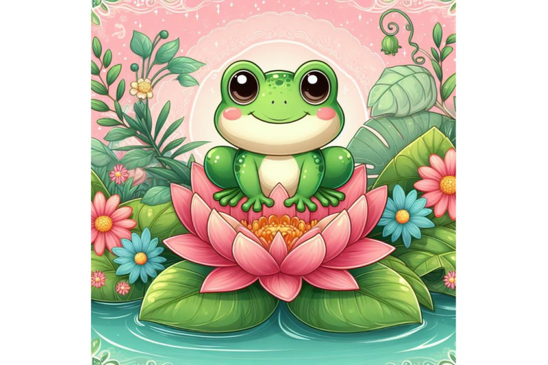 4-cute-frog-setting-on-a-water-leaf