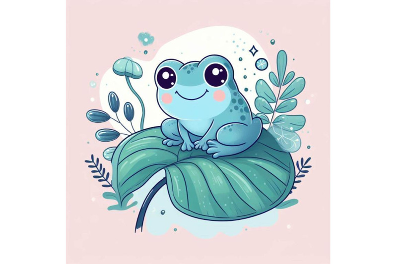 4-cute-frog-setting-on-a-water-leaf