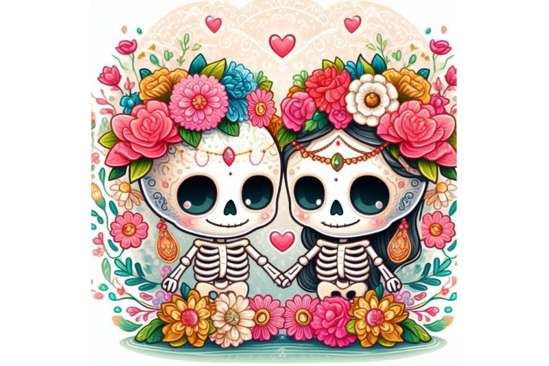 4-couple-skulleton-with-flowers