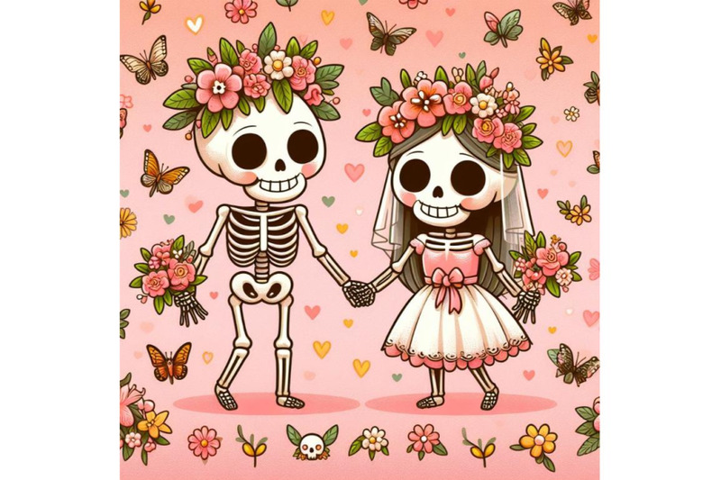 4-couple-skulleton-with-flowers