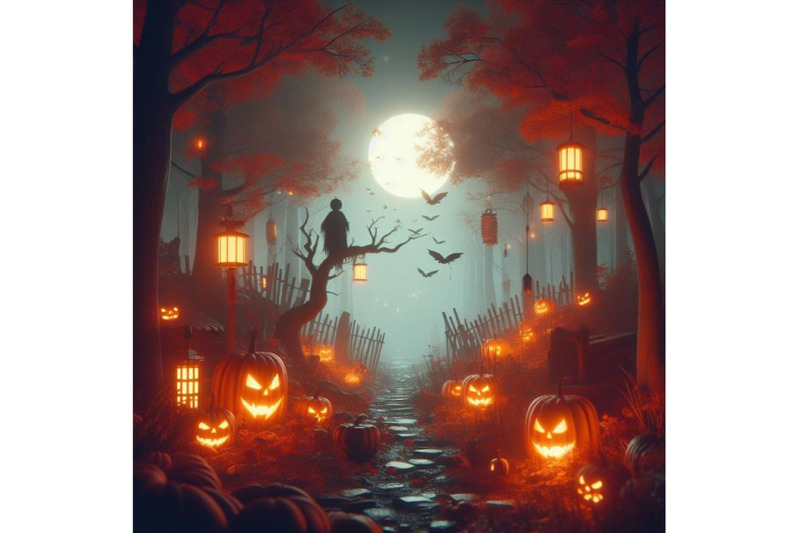 4-halloween-pumpkin-in-spooky-autumn-forest