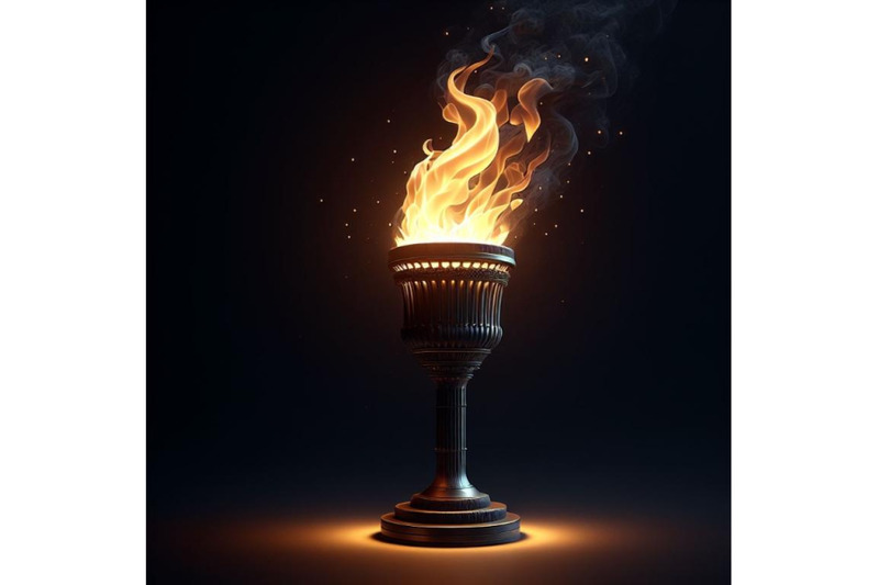 4-torch-with-flames-on-black-background