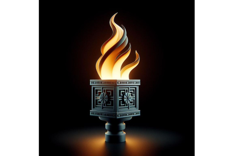 4-torch-with-flames-on-black-background