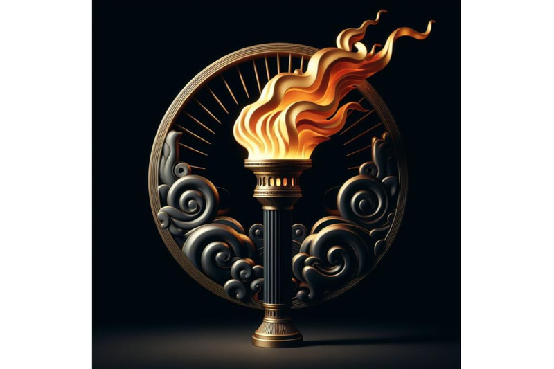 4-torch-with-flames-on-black-background