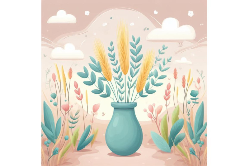 4-field-grass-and-branch-with-leaves-in-a-vase