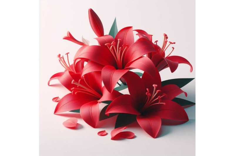 4-red-lily-flower-lying-on-white-background