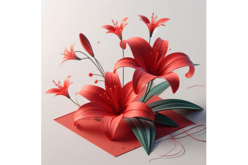 4-red-lily-flower-lying-on-white-background