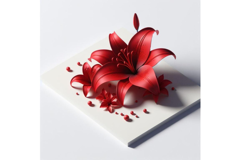 4-red-lily-flower-lying-on-white-background