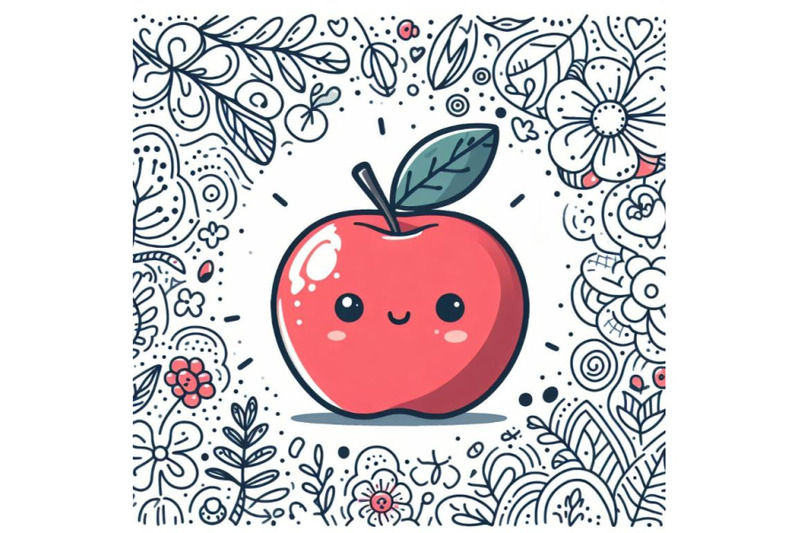 4-apple-fruit-isolated-on-white-background-in-line-art-style-doodle