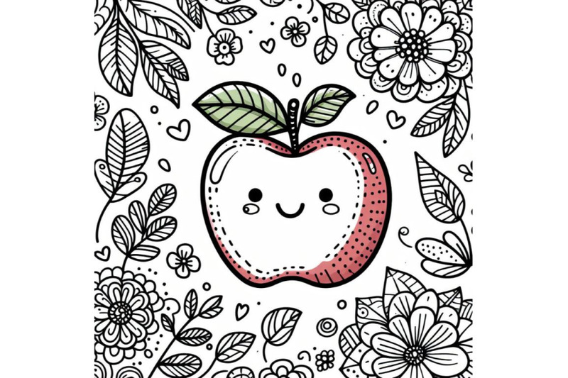 4-apple-fruit-isolated-on-white-background-in-line-art-style-doodle