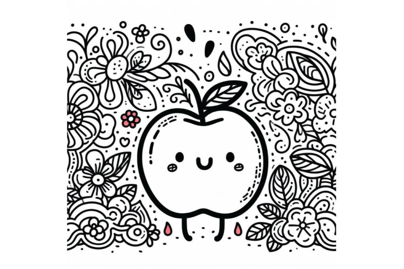 4-apple-fruit-isolated-on-white-background-in-line-art-style-doodle