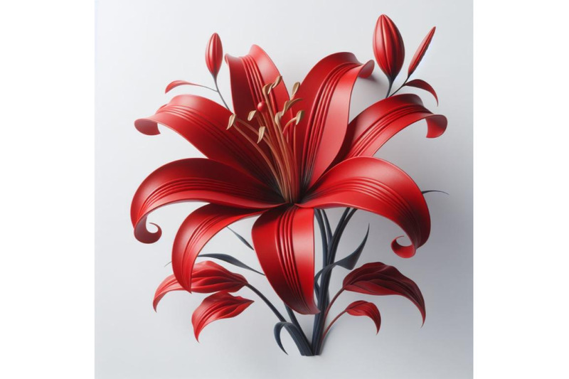 4-a-red-lily-in-extreme-close-up-over-white-background