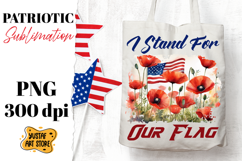 patriotic-sublimation-american-flag-and-poppy-flowers-png