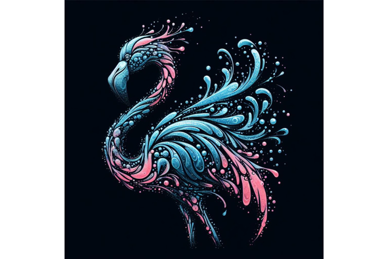 4-abstract-flamingo-created-out-of-water-droplets-and-splashes-isolate