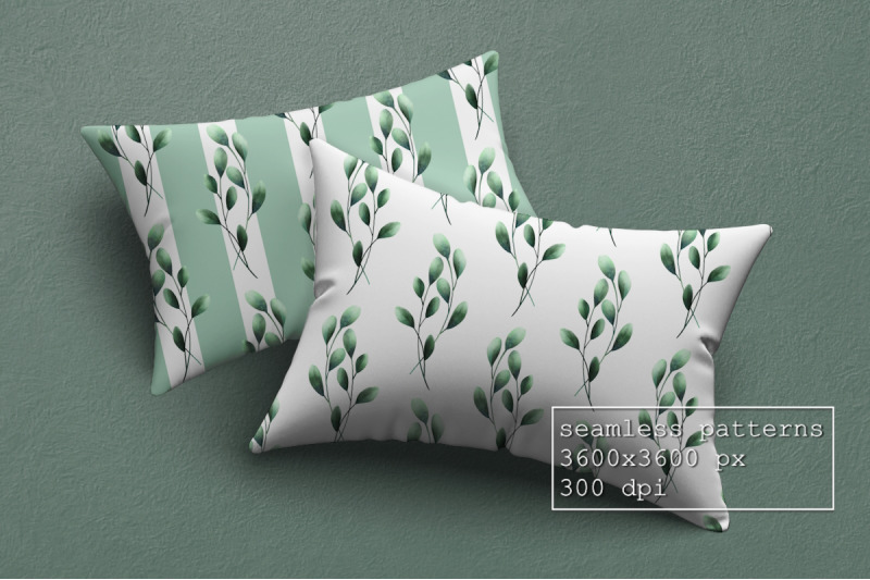 green-branches-with-leaves-floral-seamless-patterns